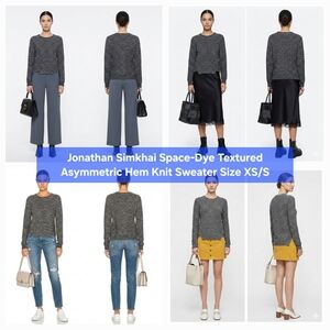 Jonathan Simkhai Space-Dye Textured Asymmetric Hem Knit Sweater Size XS/S